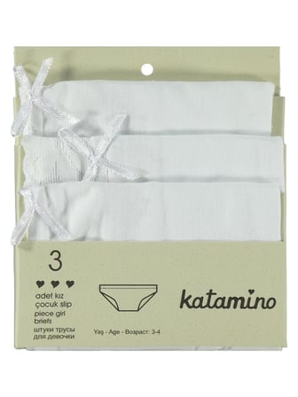 Artı Çorap Classic 3'lü Kız Slip Set - Beyaz