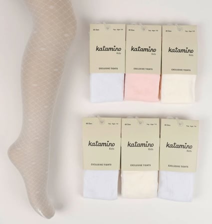 Katamino Sumire İnce Desenli Kız Külotlu Çorap K60237 Asorti