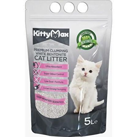 KittyMax Bebek Pudrası Kokulu Bentonit Kedi Kumu 5 Lt