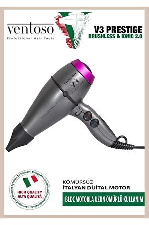 Ventoso V3 Prestige Brushless & Ionic 2.0 2500w Profesyonel Fön Makinesi Anatolıan Fuschıa PRESTIGE