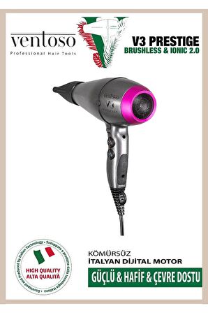 Ventoso V3 Prestige Brushless & Ionic 2.0 2500w Profesyonel Fön Makinesi Anatolıan Fuschıa PRESTIGE