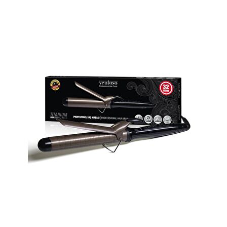 Ventoso EPS-319 32 mm Titanyum Saç Maşası + Isıya Dayanıklı Maşa Eldiveni