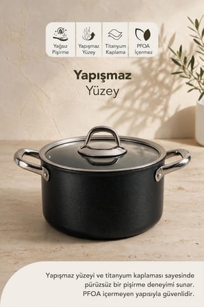 Esperanza 7 Parça Titanyum Tencere ve Tava Seti Siyah