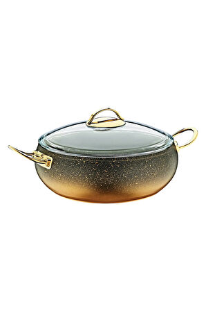 3341 2 Parça Bio Granit 26x7 Cm Tencere Gold Renk, Gold Detay