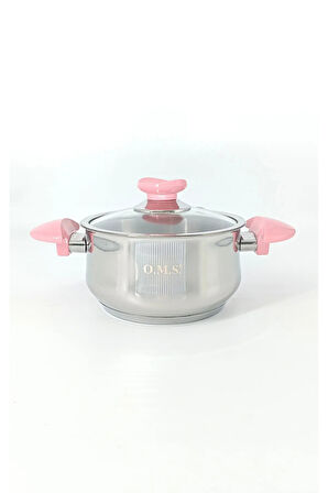 1025 - Yummy - 9 Parça, Paslanmaz Çelik, İndüksiyonlu, Tencere, Tava Çeyiz Seti Pembe Renk