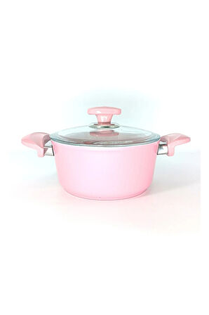 3110 - 2 Parça - Bio Granit - 18x10 Cm 2,0 Litre - Ptfe Ve Pfoa Içermeyen Derin Tencere Pembe Renk