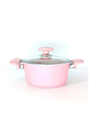 3110 - 2 Parça - Bio Granit - 20x10 Cm 2,6 Litre - Ptfe Ve Pfoa Içermeyen Derin Tencere Pembe Renk