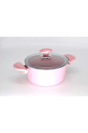 3110 - 2 Parça - Bio Granit - 28x13 Cm 6,95 Litre - Ptfe Ve Pfoa Içermeyen Derin Tencere Pembe Renk