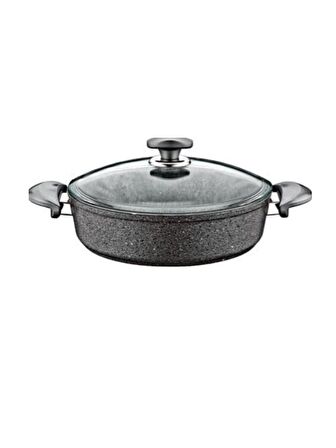 Oms GR202 Granit Gri Kısa Tencere 26 Cm