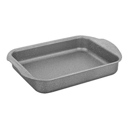 3213 - Tek Parça Biogranit, Yanmaz, Yapışmaz 29x27x7 Cm Dikdörtgen Fırın Tepsisi - Gri Renk