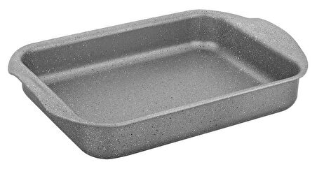 3213 - Tek Parça Biogranit, Yanmaz, Yapışmaz 29x27x7 Cm Dikdörtgen Fırın Tepsisi - Gri Renk