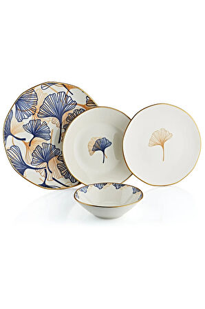 11106 24 Parça Blue Ginkgo Porselen Yemek Takımı