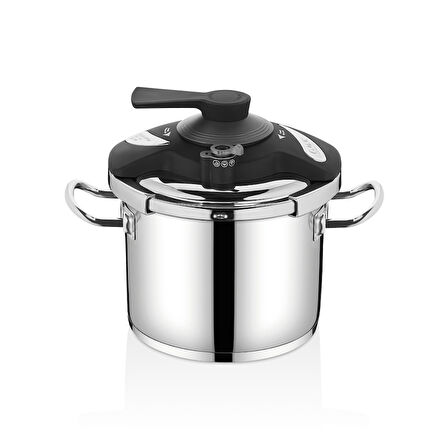 1140 - 18 Parça - İndüksiyonlu Ocak Uyumlu, Biogranit ve Paslanmaz Çelik Çeyiz Seti, Gümüş Gövde, Gümüş Detay