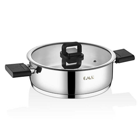 Oms Collection 8 Parça Katlanabilir Saplı İndüksiyon Taban Çelik Tencere Seti ( 1150 - Gümüş )