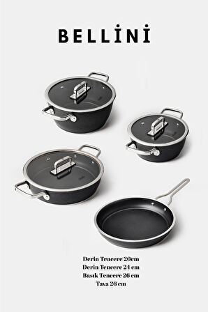 Bellini 7 Parça Tencere Seti Siyah