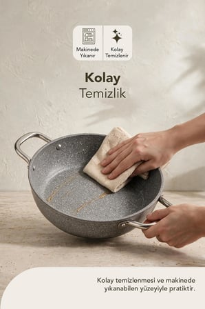 Urla 4 Parça Granit Sahan Seti (Silikon Spatula Hediyeli)