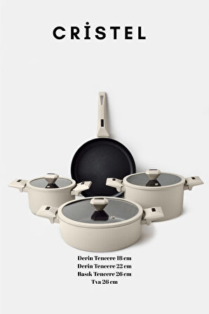 Cristel 7 parça Tencere Seti Krem
