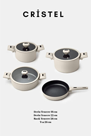 Cristel 7 parça Tencere Seti Krem