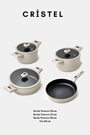 Cristel 7 parça Tencere Seti Krem
