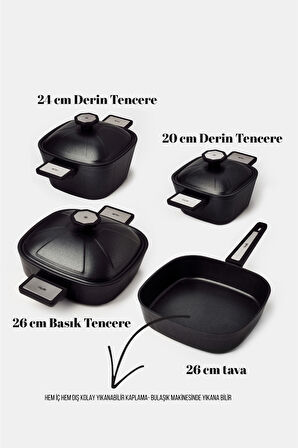 Brett 7 Parça Tencere seti Siyah 