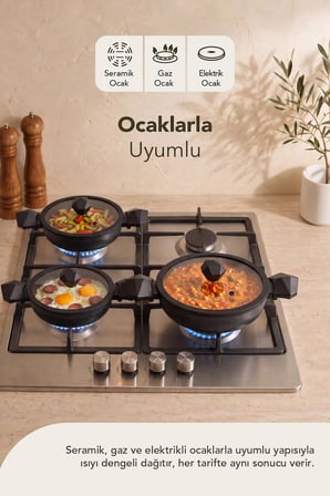 Gal 6 Parça Diamond Sahan Seti Siyah (Silikon Spatula Hediyeli)