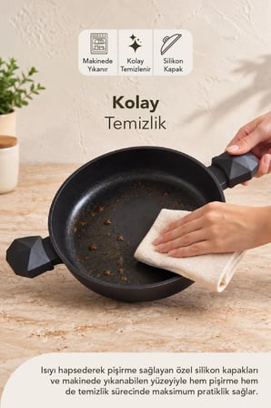 Gal 6 Parça Diamond Sahan Seti Siyah (Silikon Spatula Hediyeli)