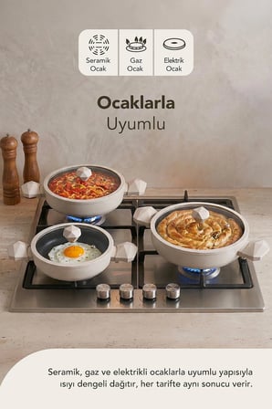 Gal 6 Parça Diamond Sahan Seti Krem (Silikon Spatula Hediyeli)
