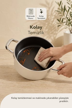 Esperanza Titanyum Derin Tencere 20 cm Krem