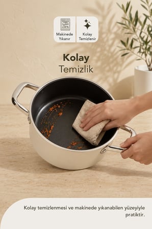 Esperanza Titanyum Derin Tencere 20 cm Krem