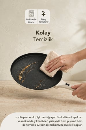 Cristel Titanyum Krep Tava 26 Cm Krem