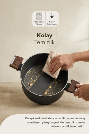 Titanyum Makarna Tenceresi 22 Cm Siyah