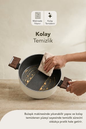 Titanyum Makarna Tenceresi 22 Cm Krem