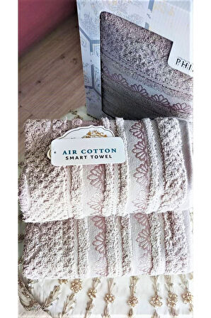 PHILIPUS AIR COTTON HEDİYE VE ÇEYİZLİK 2'Lİ EL VE BANYO HAVLU SETİ (50X90 1ADET,70X140 1ADET)KUTULU