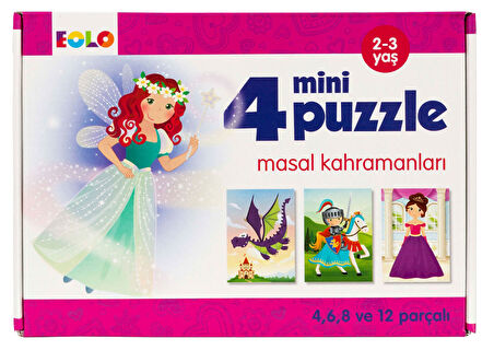 Masal Kahramanları 4 Mini Puzzle toplam 30 parça