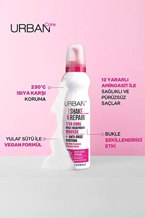 Shake N Repair 7/24 Kabaran ve Bukleli Saçlara Özel Saç Bakım Köpüğü 150 ml-vegan