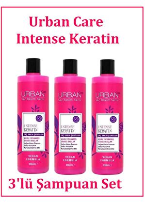 Urban Care Intense Keratin Saç Bakım Şampuanı 330 ml Vegan X 3'lü Set