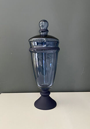 DECORIUM KAPAKLI AYAKLI VAZO YARI MAT KOBALT 36 CM