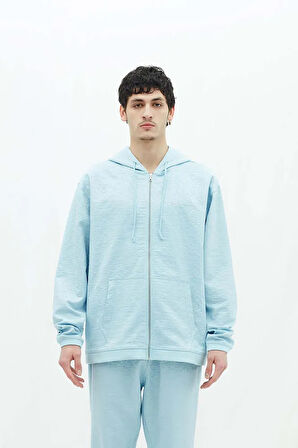 LB MAVİ HALI DESENLİ ZIP HOODIE 004 ''ÖZEL SERİ''
