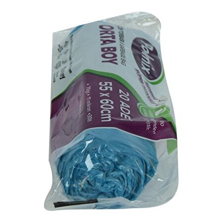 Polmix Çöp Torbası Orta Boy 55x60Cm 70Gr 11Mikron 30Lt Mavi 20li