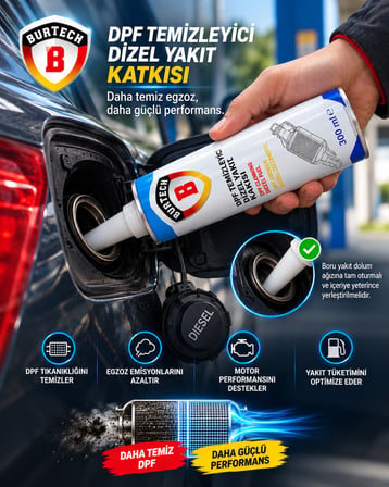 BURTECH DPF Temizleyici Dizel Yakıt Katkısı 300 ml Partikül Filtresi Kurum Temizleme ve Rejenerasyon Destekleyici