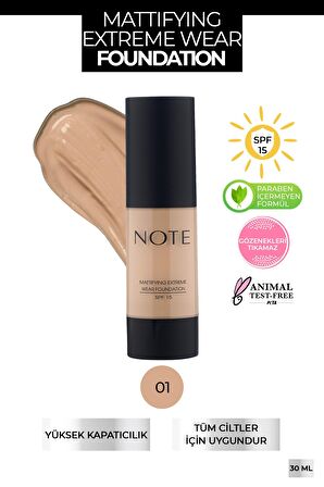 Note Mattıfyıng Extreme Wear Foundatıon 01 Beıge