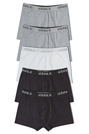 HNX 5'li Düz Renk Pamuklu Erkek Boxer