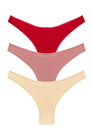 HNX 3'lü Pamuklu Yüksek Bel Brezilya Kesim Kadın Külot