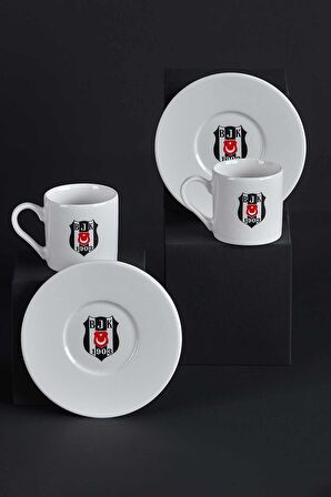 Besiktas Lisansli Klasik Logo 2'li Kahve Fincan Takimi-Bjk