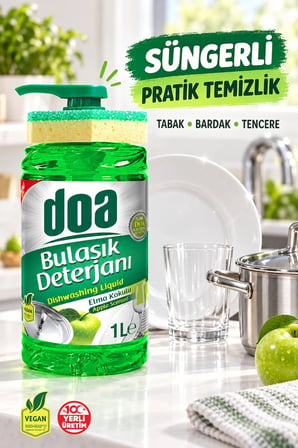 Doa SIVI BULAŞIK DETERJANI SÜNGERLİ ELMA KOKULU 1000 ML