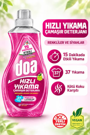 DOA SIVI ÇAMAŞIR DETERJANI HIZLI YIKAMA RENKLİ VE SİYAH/1480 ML