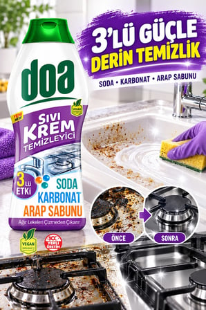 DOA SIVI KREM 3 LÜ ETKİ SODA -KARBONAT-ARAP SABUNU 750 ML 