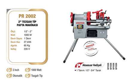 PROTER Tezgah Tip Pafta Makinası Pr 2002 2"