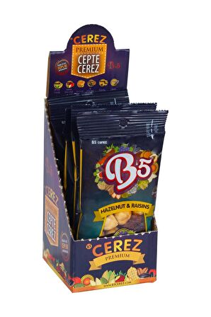 B5 Çerez Fındık & Üzüm Karışık Kuruyemiş Paketi 4 x 30 gr