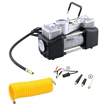 Proter PR 265 P2 Çift Piston Lastik Şişirme Bez Çantalı 12V 150PSI - P3KR217